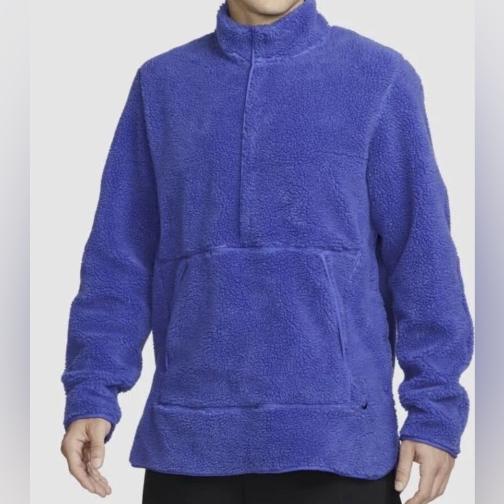 Nike Therma-Fit Yoga Sherpa Fleece Blue Pullover Men's Medium NWOT